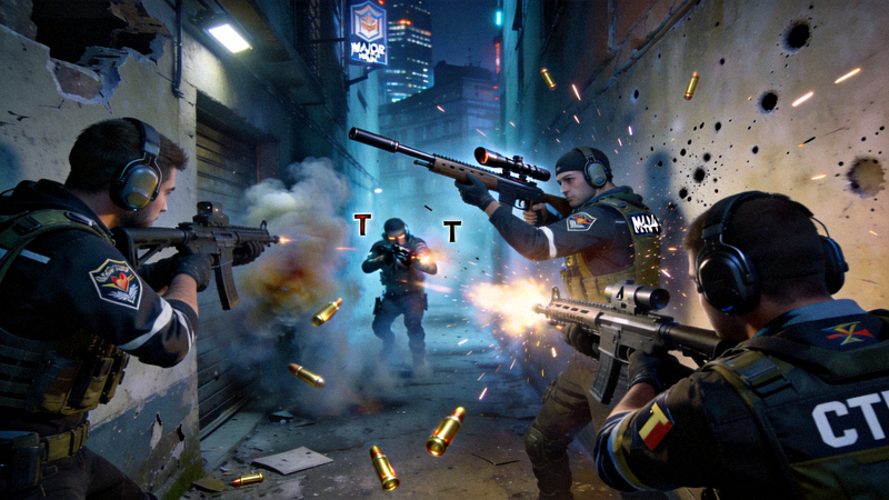 CS:GO Major锦标赛激烈枪战比赛瞬间